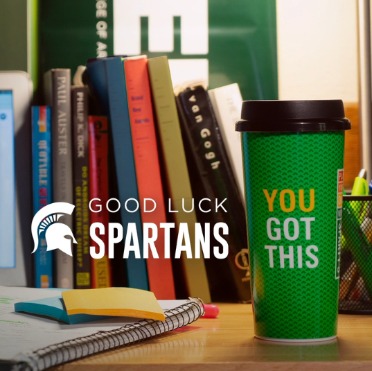 Screen capture of MSU social graphic, "Good Luck Spartans, You Got This."